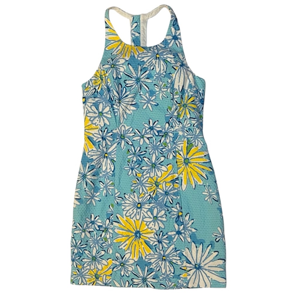 Lilly Pulitzer Grayes Breakwater Blue Daisy Shift Dress Size 2 Dance All Over - Picture 4 of 13